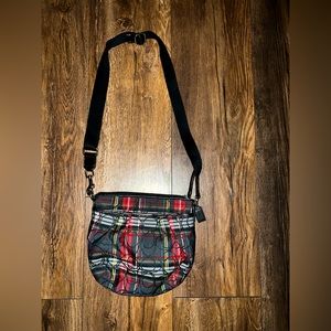Women’s Small Plaid Black Glittery C Logo Coach Crossbody Bag. New Condition.